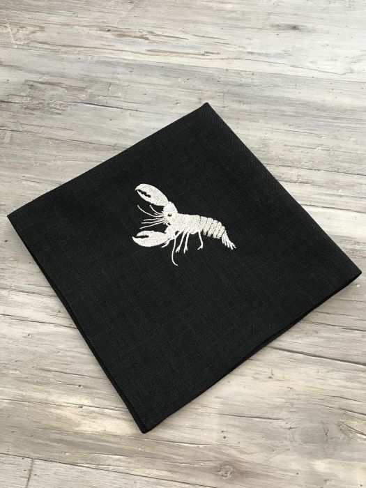 Loft Serviette schwarz mit Hummer in SILBER